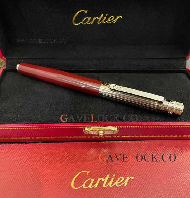 AAA Grade Copy Cartier Santos Silver Cap and Red Rollerball
